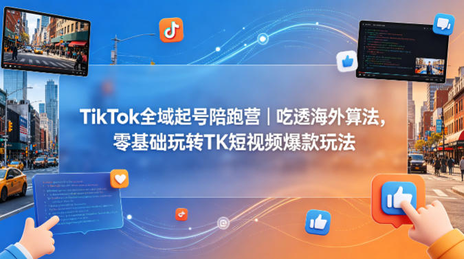 TikTok全域起号陪跑营｜吃透海外算法，零基础玩转TK短视频爆款玩法-独家科技资源网