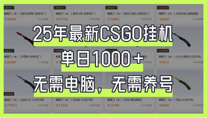 25年最新CSGO挂机系统，单日1000+，无需电脑，无需养号，0基础可上手-独家科技资源网
