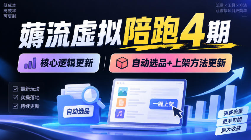 薅流虚拟陪跑4期丨核心逻辑更新丨自动选品+上架方法更新-独家科技资源网