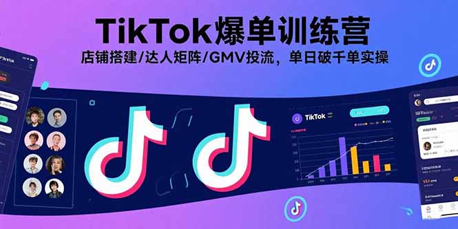 TikTok爆单训练营，店铺搭建/达人矩阵/GMV投流，单日破千单实操-独家科技资源网