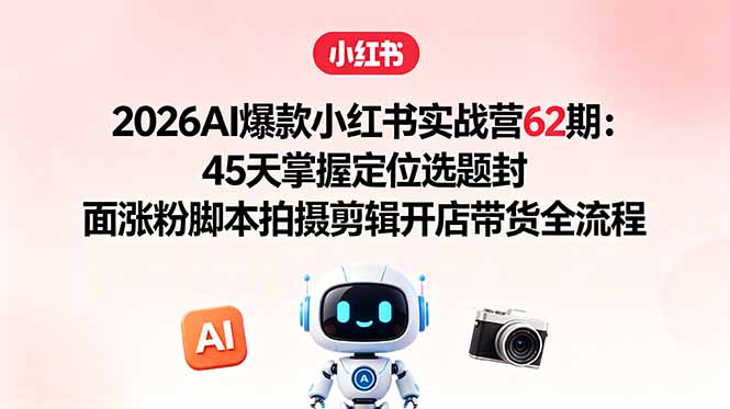 2026AI爆款小红书实战营62期:45天掌握定位选题封面涨粉脚本拍摄剪辑开店带货全流程-独家科技资源网