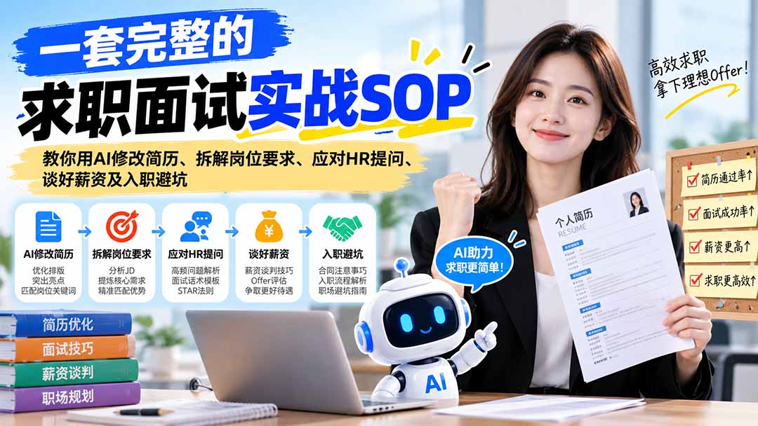 一套完整的求职面试实战SOP：教你用AI修改简历、拆解岗位要求、应对HR提问、谈好薪资及入职避坑-独家科技资源网