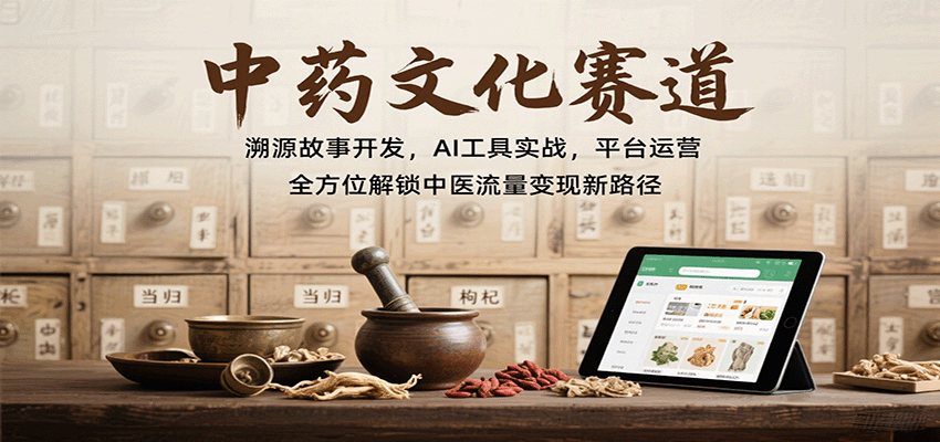 中药文化赛道：溯源故事开发，AI工具实战，平台运营，全方位解锁中医流量变现新路径-独家科技资源网