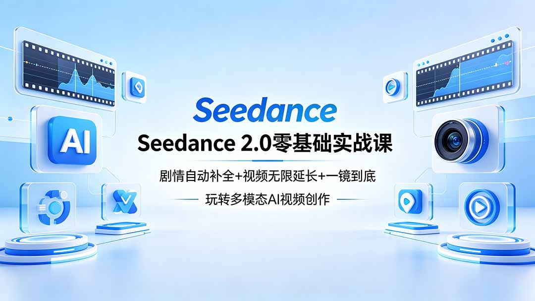 Seedance 2.0零基础实战课：剧情自动补全+视频无限延长+一镜到底：玩转多模态AI视频创作-独家科技资源网