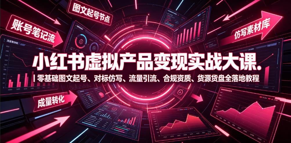 小红书虚拟产品变现实战大课｜零基础图文起号、对标仿写、流量引流、合规资质、货源货盘全落地教程-独家科技资源网