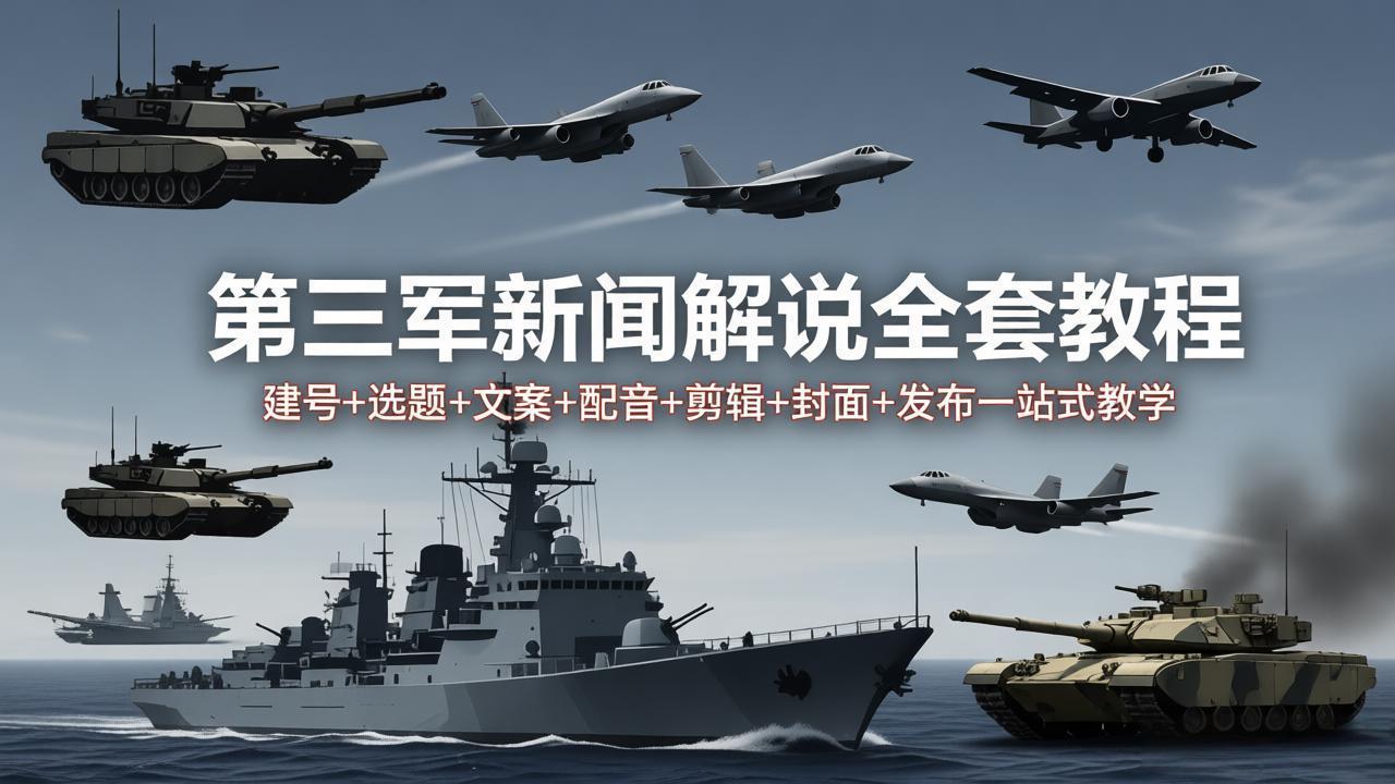 第三军迷新闻解说全套教程：建号+选题+文案+配音+剪辑+封面+发布一站式教学-独家科技资源网