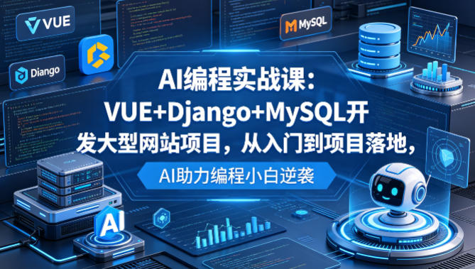 AI编程实战课：VUE+Django+MySQL开发大型网站项目，从入门到项目落地，AI助力编程小白逆袭-独家科技资源网
