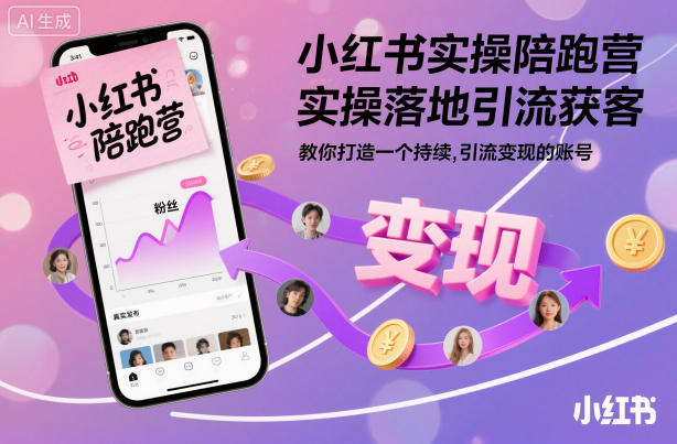 小红书实操陪跑营,实操落地引流获客,教你打造一个持续引流变现的账号-独家科技资源网