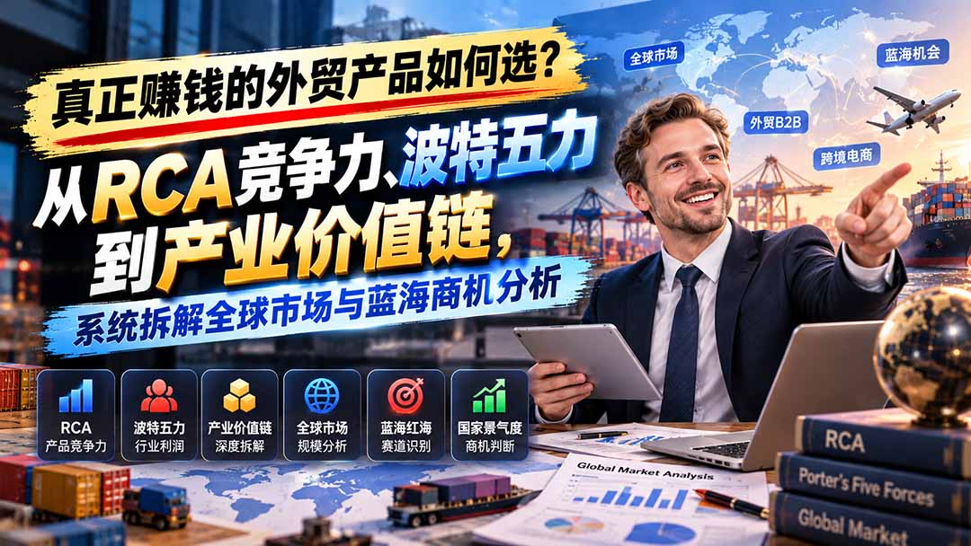 真正赚钱的外贸B2B产品如何选?从RCA竞争力、波特五力到产业价值链,系统拆解全球市场与蓝海商机分析-独家科技资源网