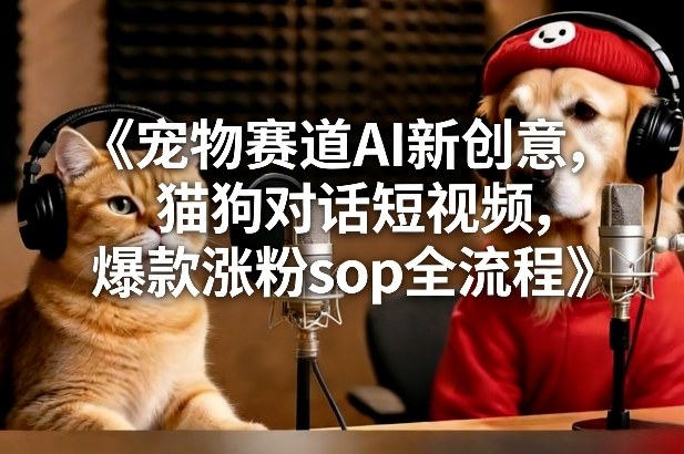 宠物赛道AI新创意，猫狗对话短视频，爆款涨粉sop全流程-独家科技资源网