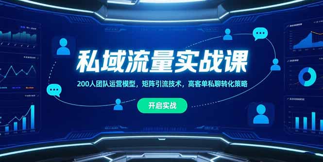 私域流量实战课，200人团队运营模型，矩阵引流技术，高客单私聊转化策略-独家科技资源网