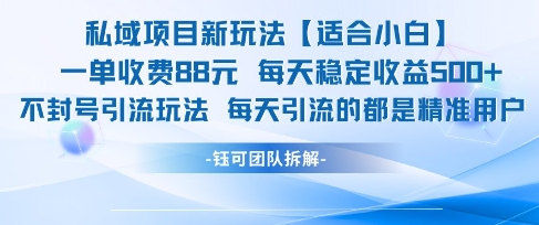 私域项目新玩法【适合小白】 一单收费88.每天稳定收益几张-独家科技资源网
