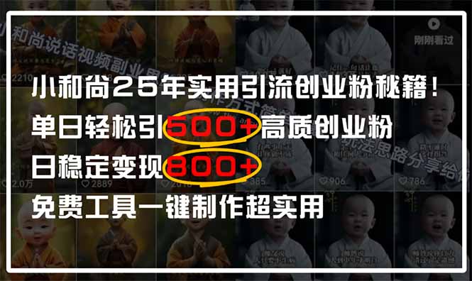 小和尚2025年实用引流秘籍！单日轻松引500+高质量创业粉，日变现800+，...-独家科技资源网