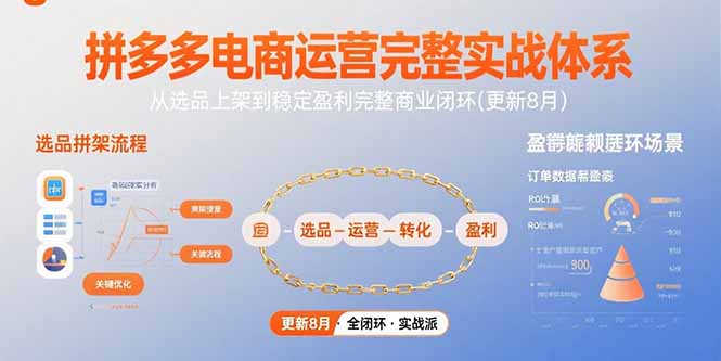 拼多多电商运营完整实战体系，从选品上架到稳定盈利完整商业闭环(更新8月-独家科技资源网