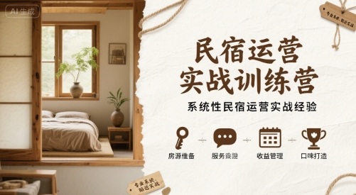 民宿运营实战训练营，系统性民宿运营实战经验-独家科技资源网