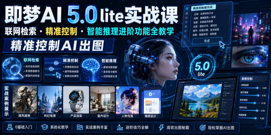 即梦AI 5.0 lite实战课，联网检索・精准控制・智能推理进阶功能全教学，精准控制AI出图-独家科技资源网