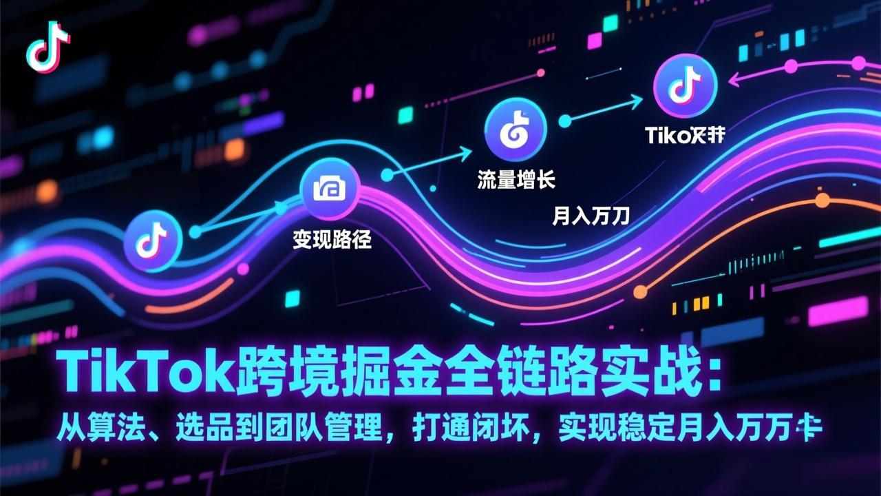 TikTok跨境掘金全链路实战：从算法、选品到团队管理，打通闭环，实现稳定月入万刀-独家科技资源网