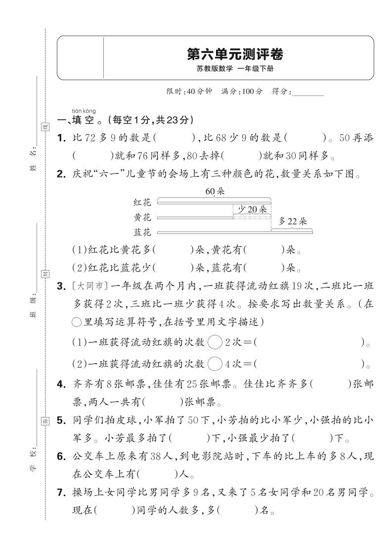 新一下苏教版数学第六单元测试卷（含答案）-独家科技资源网