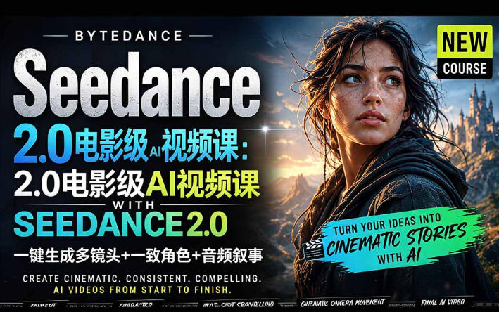 字节跳动的Seedance 2.0 AI电影视频生成制作教程，一键生成多镜头+一致角色+音频叙事-中英字幕-独家科技资源网