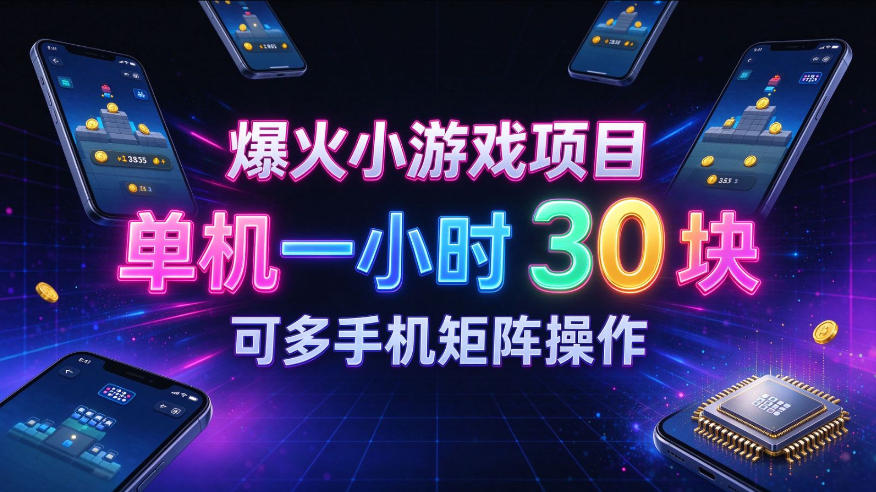 爆火小游戏撸金项目,实测单机一小时30+,可多手机矩阵操作,新手看完一遍就能上手【揭秘】-独家科技资源网