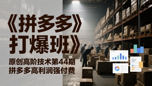 《拼多多打爆班》原创高阶技术第44期，拼多多高利润强付费-独家科技资源网