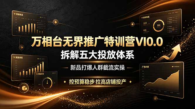 万相台无界推广特训营VI0.0，拆解五大投放体系，新品打爆人群截流实操，控预算稳步拉高店铺投产-独家科技资源网