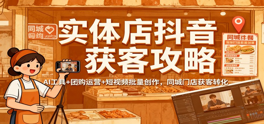 实体店抖音获客攻略:AI工具+团购运营+短视频批量创作,同城门店获客转化-独家科技资源网