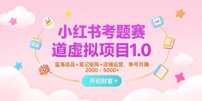 小红书考题赛道虚拟项目1.0，蓝海选品+笔记矩阵+店铺运营，单号月赚5000+-独家科技资源网