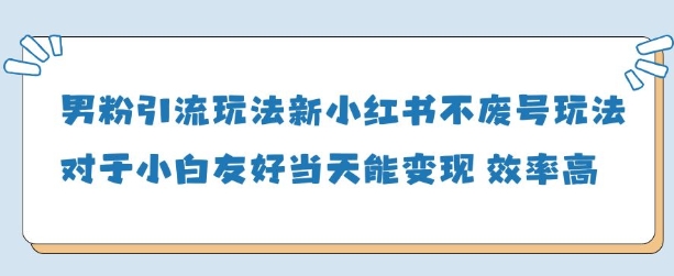 男粉引流玩法(新)，玩法友好做的好当天就能变现-独家科技资源网