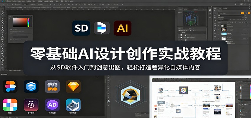 零基础AI设计创作实战教程：从SD软件入门到创意出图，轻松打造差异化自媒体内容-独家科技资源网