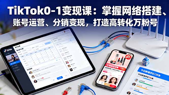 TikTok0-1变现课：掌握网络搭建、账号运营、分销变现，打造高转化万粉号-独家科技资源网