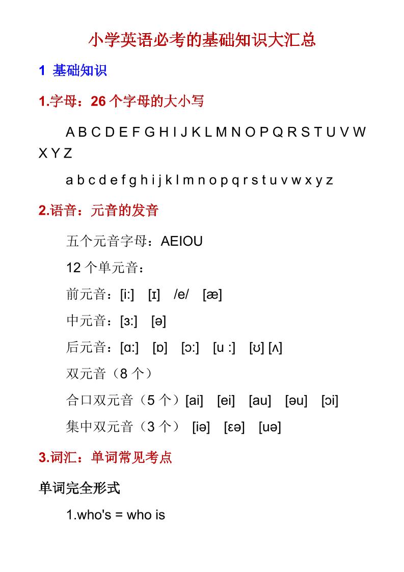 六年级下英语必考基础知识大汇总-独家科技资源网