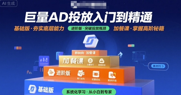 巨量AD投放入门到精通，基础版+进阶版+加餐课-独家科技资源网