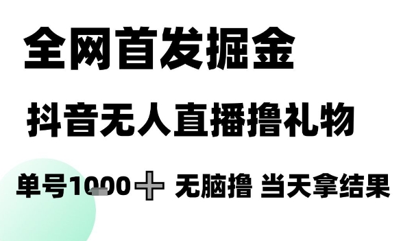 全网首发掘金抖音无人直播撸礼物，单号1k +无脑撸，当天拿结果【揭秘】-独家科技资源网