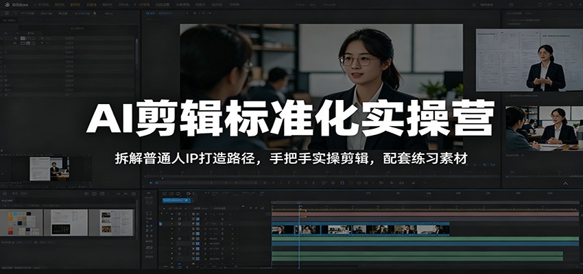 AI剪辑标准化实操营：拆解普通人IP打造路径，手把手实操剪辑，配套练习素材-独家科技资源网
