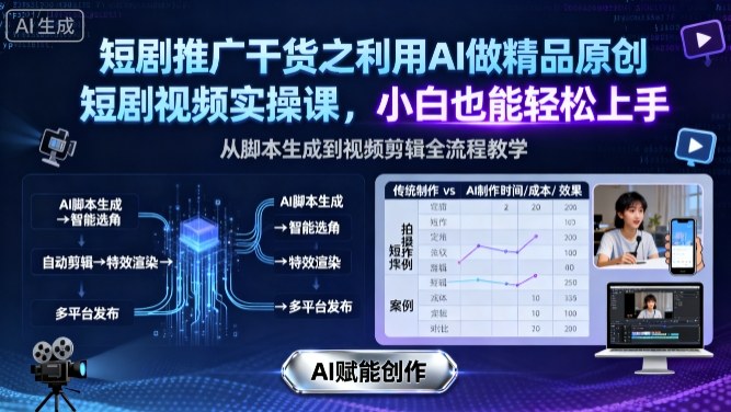 短剧推广干货之利用AI做精品原创短剧视频实操课，小白也能轻松上手-独家科技资源网