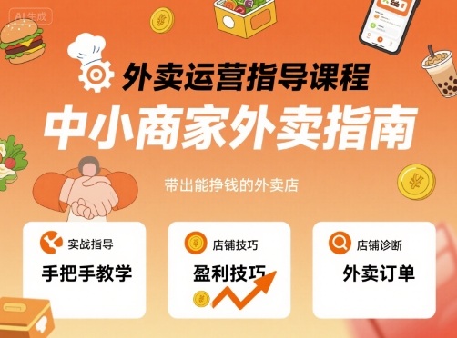 外卖运营指导课程，中小商家外卖指南，手把手带出能挣钱的外卖店-独家科技资源网