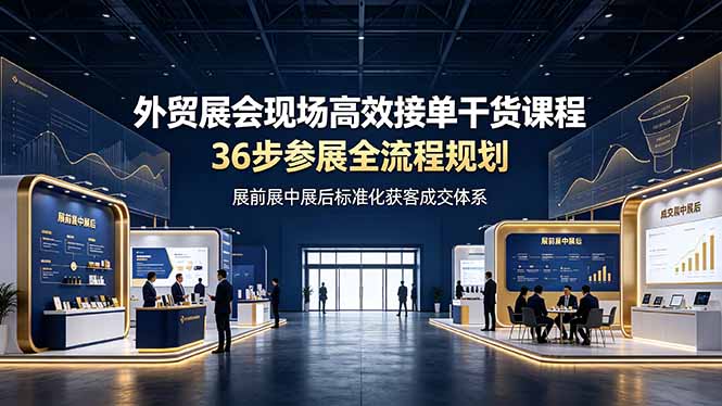 外贸展会现场高效接单干货课程，36步参展全流程规划，展前展中展后标准化获客成交体系-独家科技资源网