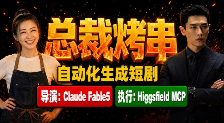 Claude Fable5担任导演+Higgsfield MCP落地执行｜《总裁烤串》真人质感短剧全自动AI生成全流程教学-独家科技资源网