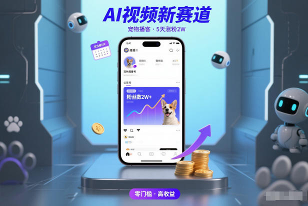 AI视频新赛道，宠物播客仅注册5天涨粉2W，收益非常可观-独家科技资源网