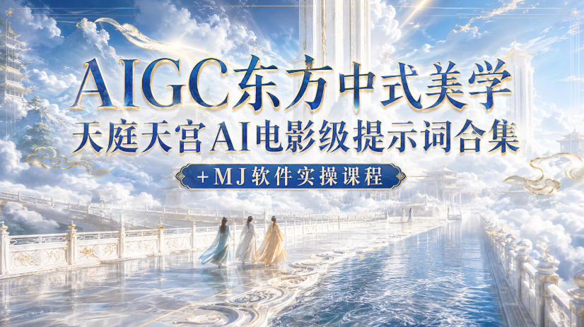AIGC东方中式美学天庭天宫AI电影级提示词合集+MJ软件实操课程-独家科技资源网