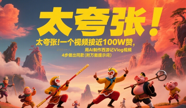 太夸张！一个视频接近100W赞，用AI制作西游记Vlog视频，全流程拆解来了(附万能提示词)-独家科技资源网