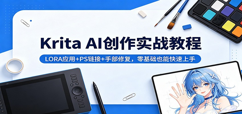 Krita AI创作实战教程：LORA应用+PS链接+手部修复，零基础也能快速上手-独家科技资源网
