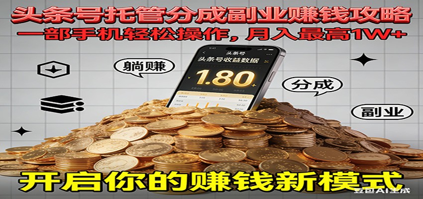 全程托管今日头条,一部手机就可以开干,最高躺赚1W+-独家科技资源网