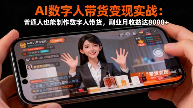 AI数字人带货变现实战：普通人也能制作数字人带货，副业月收益达8000+-独家科技资源网