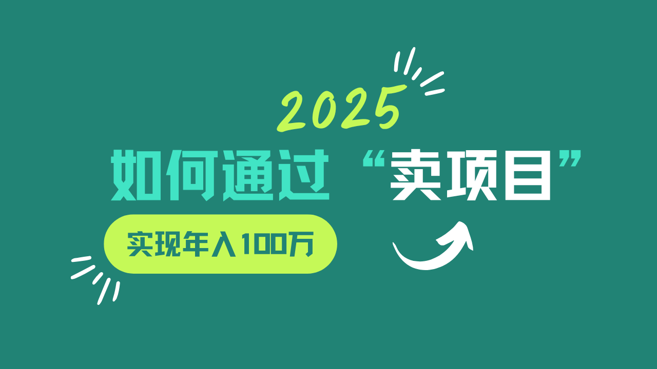 2025年如何通过“卖项目”实现年入100w-独家科技资源网