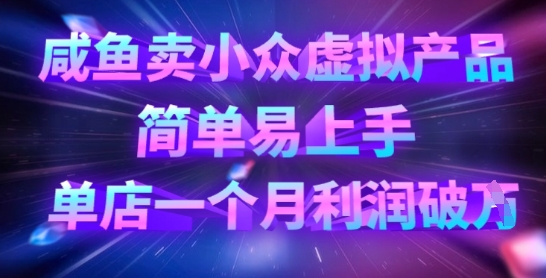 咸鱼卖小众虚拟产品，简单易上手，单店一个月利润破W-独家科技资源网