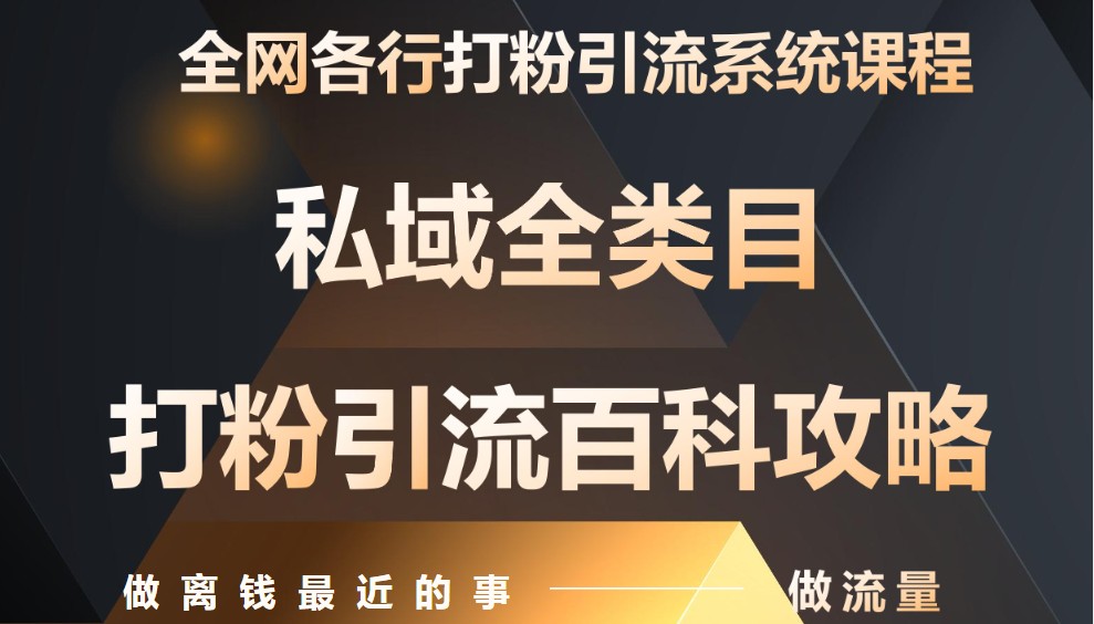 月入9万：全网唯一私域打粉引流神课，零基础手把手带你引流变现-独家科技资源网