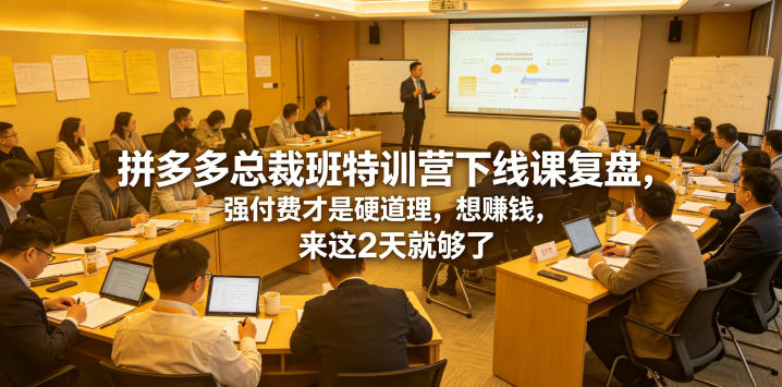拼多多总裁班特训营下线课复盘，强付费才是硬道理，想賺钱，来这2天就够了-独家科技资源网