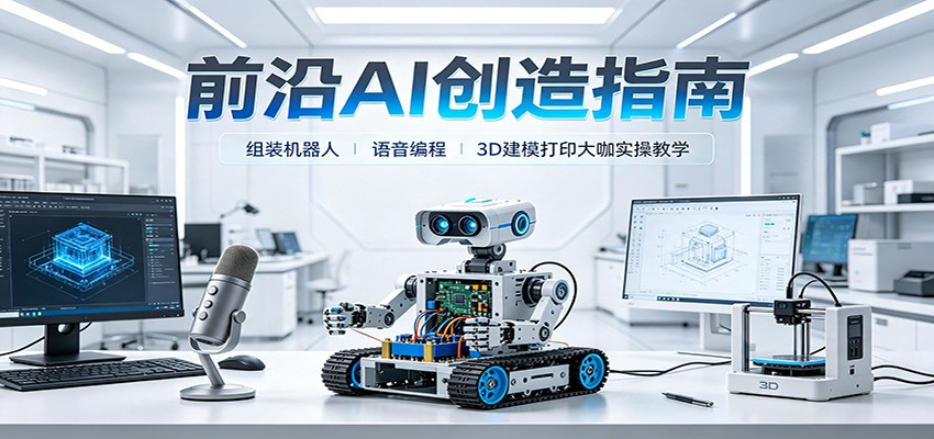 前沿AI创造指南：组装机器人、语音编程、3D建模打印大咖实操教学-独家科技资源网